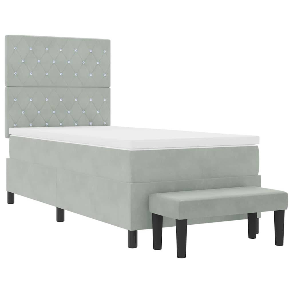 Boxspring bed met hoofdeinde Lichtgrijs 200 x 90 cm Fluweel