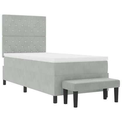 Boxspring bed met hoofdeinde Lichtgrijs 200 x 90 cm Fluweel