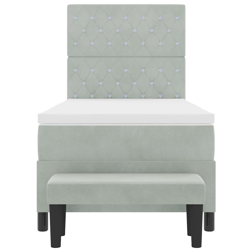 Boxspring bed met hoofdeinde Lichtgrijs 200 x 90 cm Fluweel