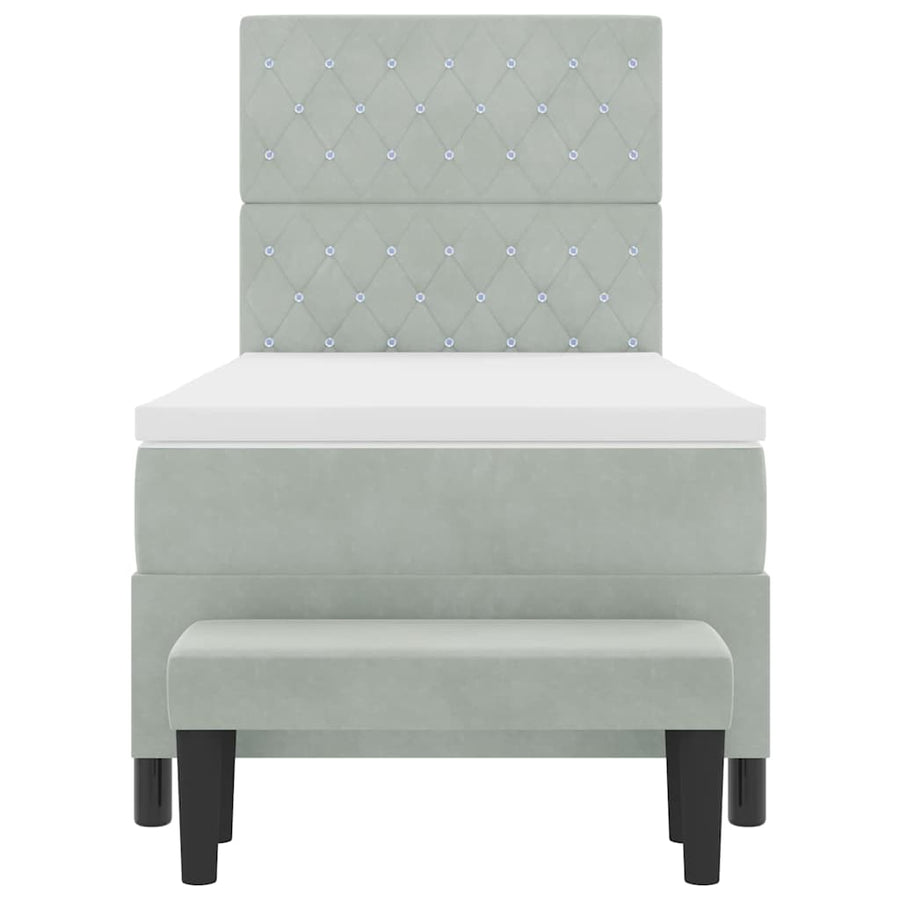 Boxspring bed met hoofdeinde Lichtgrijs 200 x 90 cm Fluweel