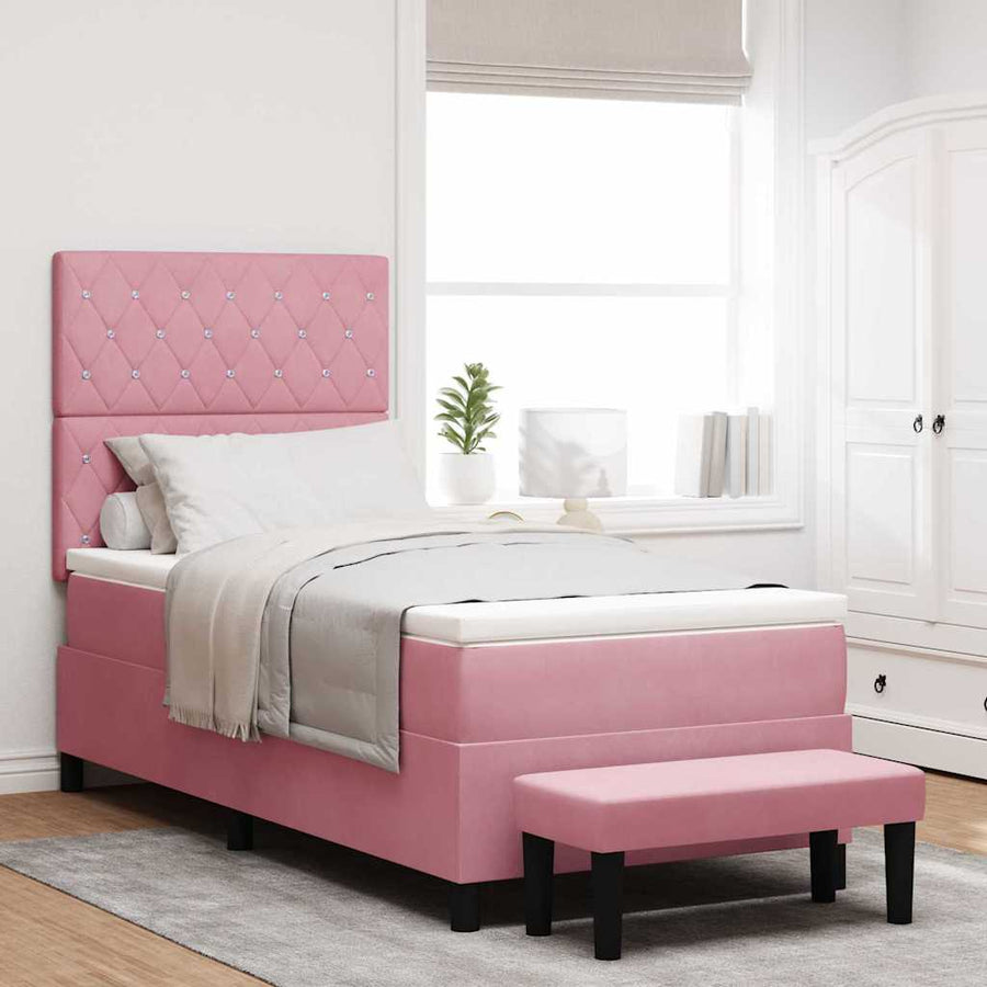 Boxspring bed met matras Roze 90 x 200 cm Fluweel