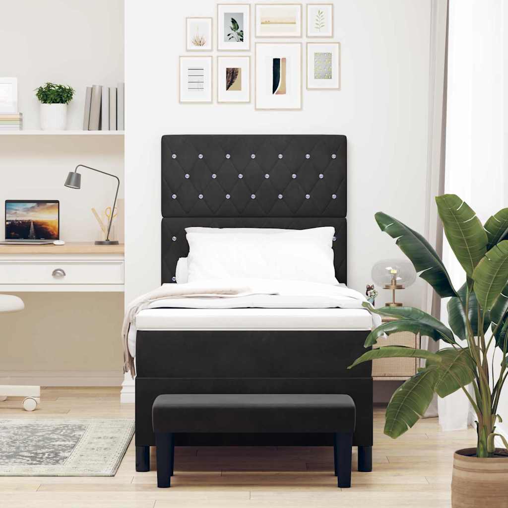 Boxspring bed met kussen Zwart 200 x 100 cm Fluweel