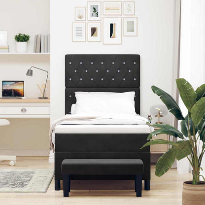 Boxspring bed met kussen Zwart 200 x 100 cm Fluweel