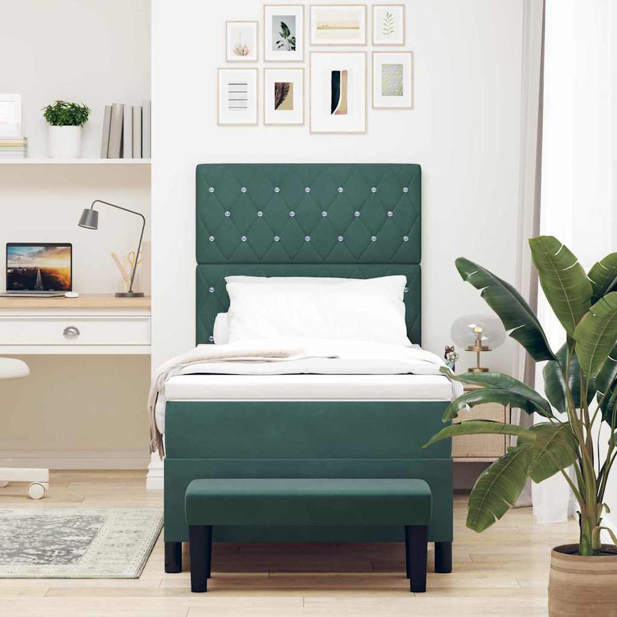 Boxspring bed met matras Donkergroen 100 x 200 cm Fluweel