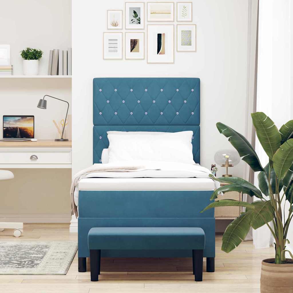 Boxspring bed met hoofdeinde Donkerblauw 200 x 100 cm Fluweel