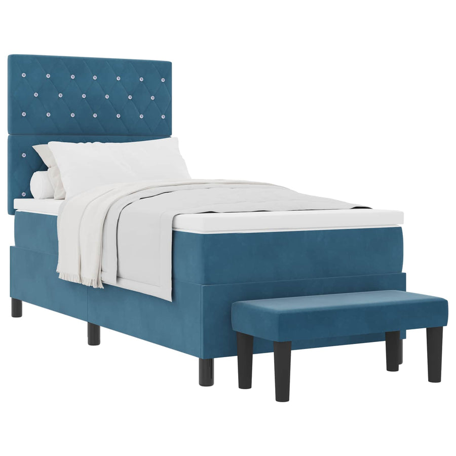 Boxspring bed met hoofdeinde Donkerblauw 200 x 100 cm Fluweel