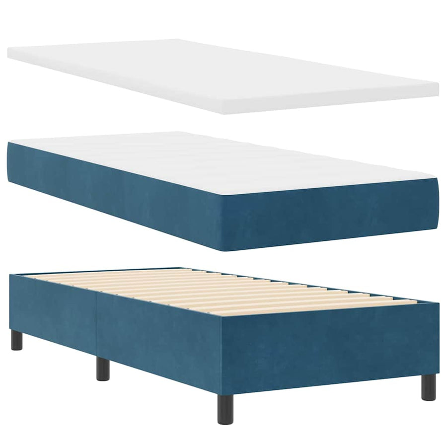 Boxspring bed met hoofdeinde Donkerblauw 200 x 100 cm Fluweel
