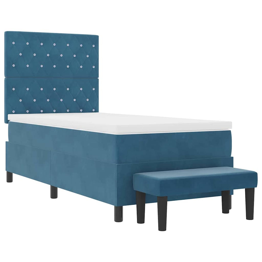Boxspring bed met hoofdeinde Donkerblauw 200 x 100 cm Fluweel