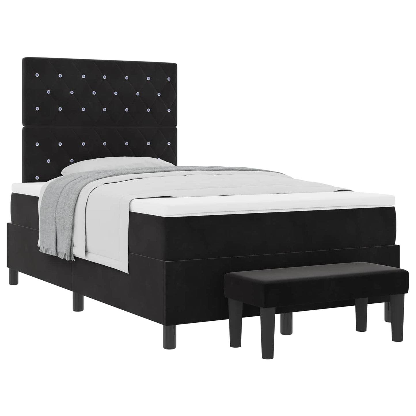 Boxspring bed met kussen Zwart 190 x 120 cm Fluweel