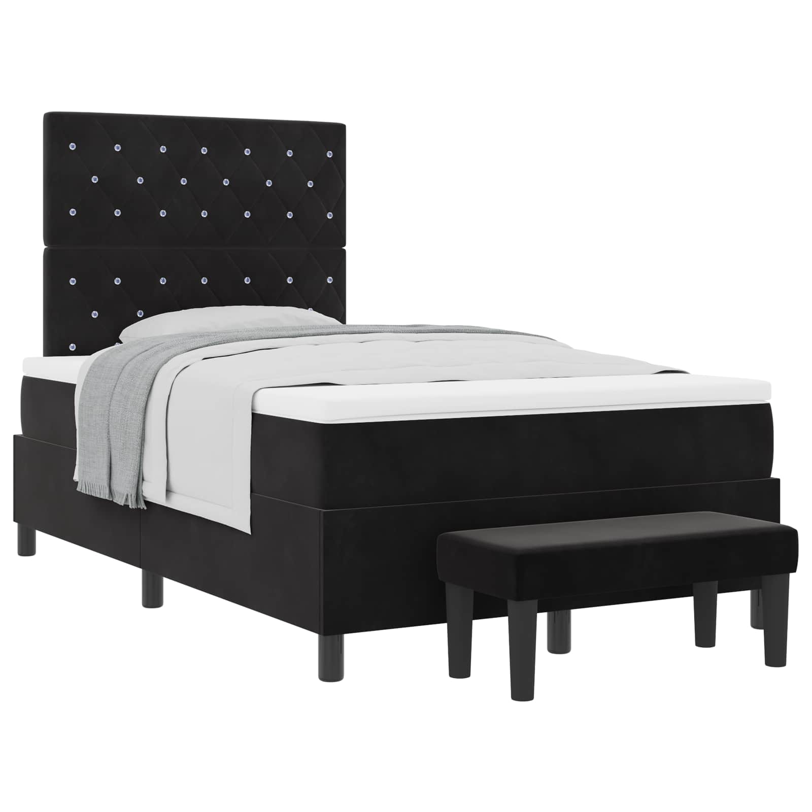Boxspring bed met kussen Zwart 190 x 120 cm Fluweel