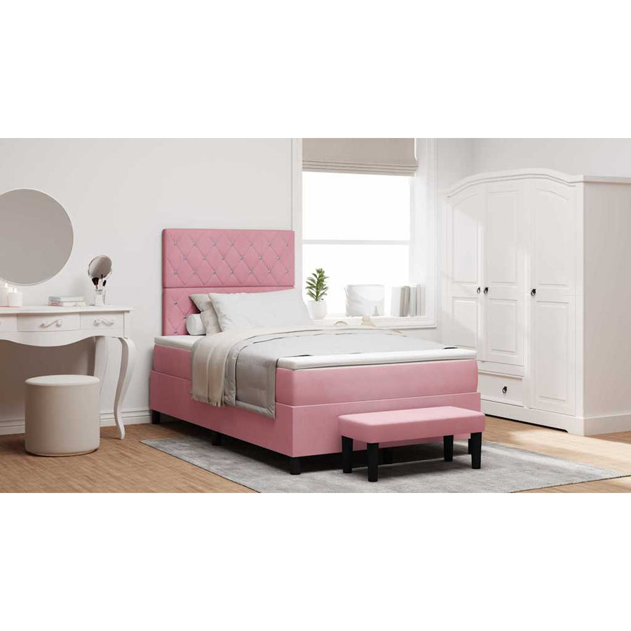 Boxspring bed met hoofdeinde Roze 190 x 120 cm Fluweel