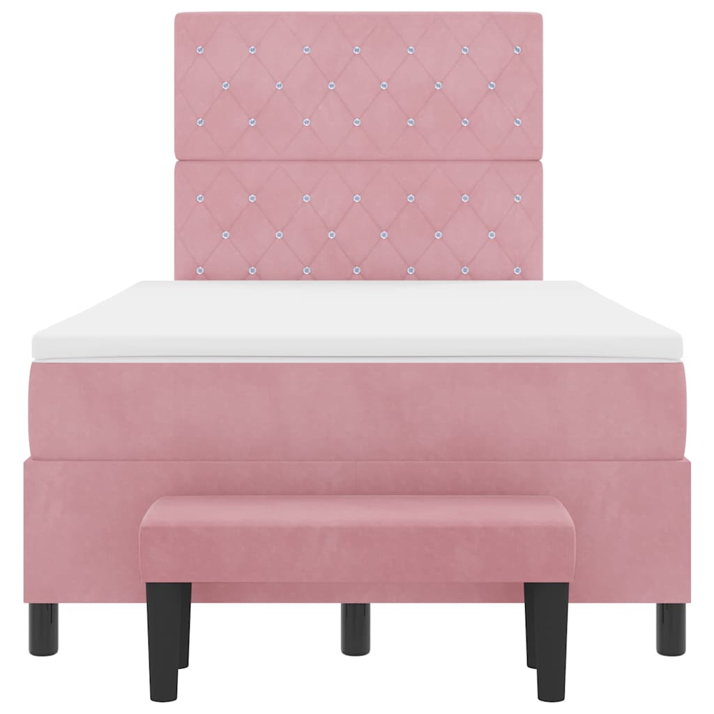 Boxspring bed met hoofdeinde Roze 190 x 120 cm Fluweel