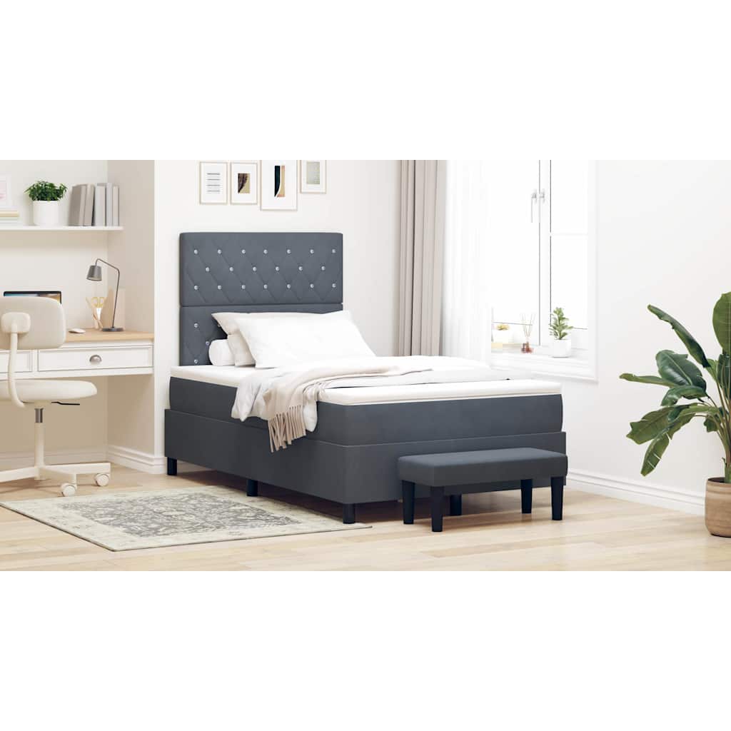 Boxspring bed met matras Donkergrijs 120 x 200 cm Fluweel