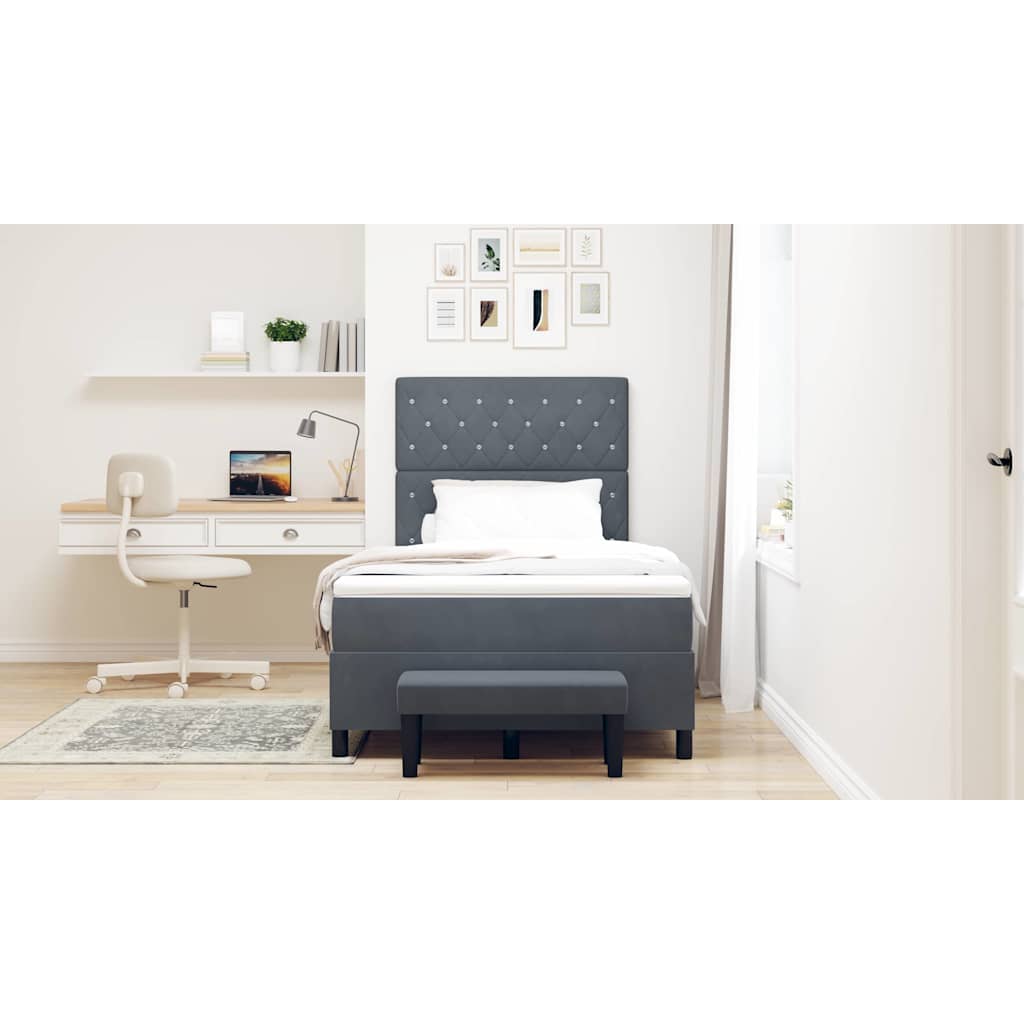 Boxspring bed met matras Donkergrijs 120 x 200 cm Fluweel