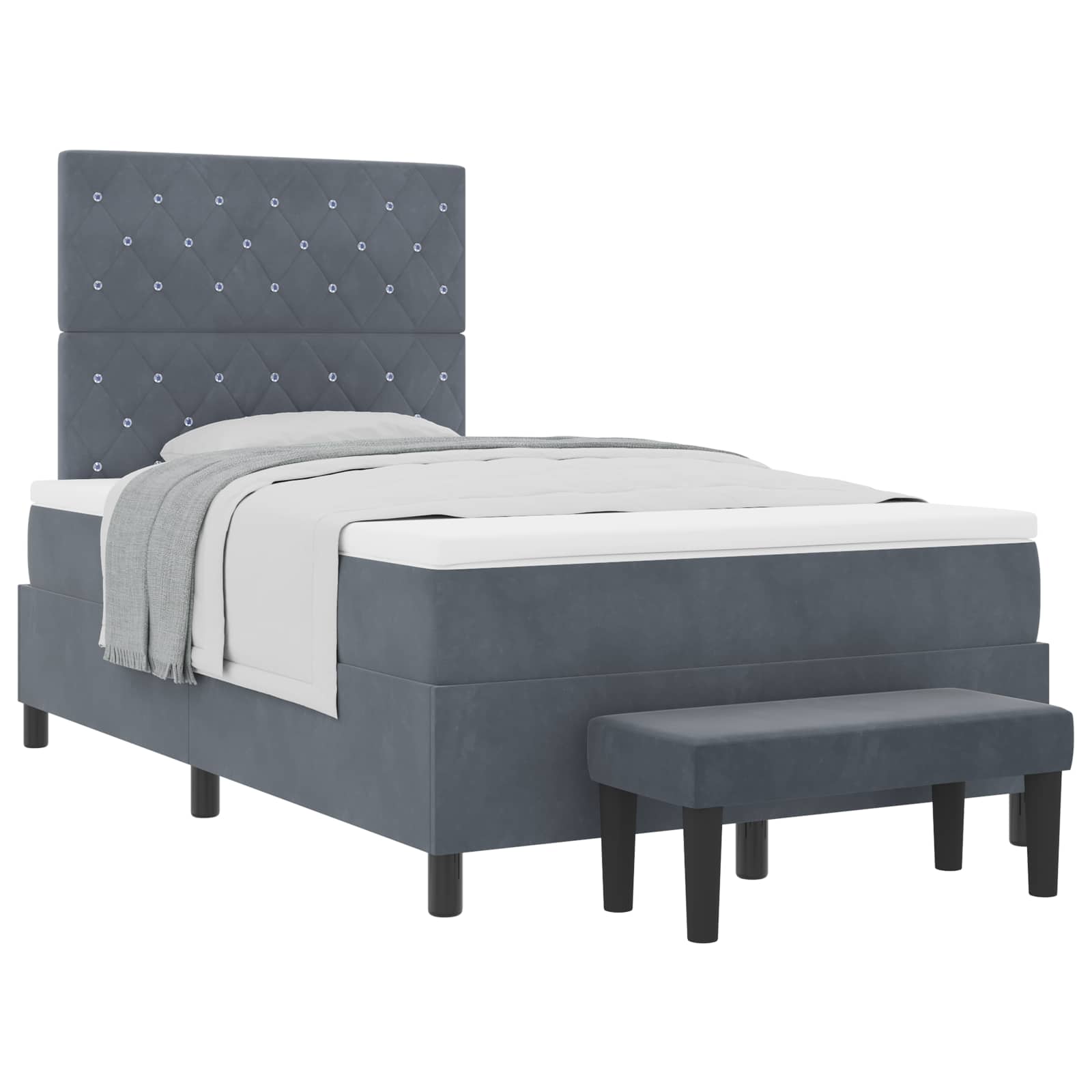 Boxspring bed met matras Donkergrijs 120 x 200 cm Fluweel