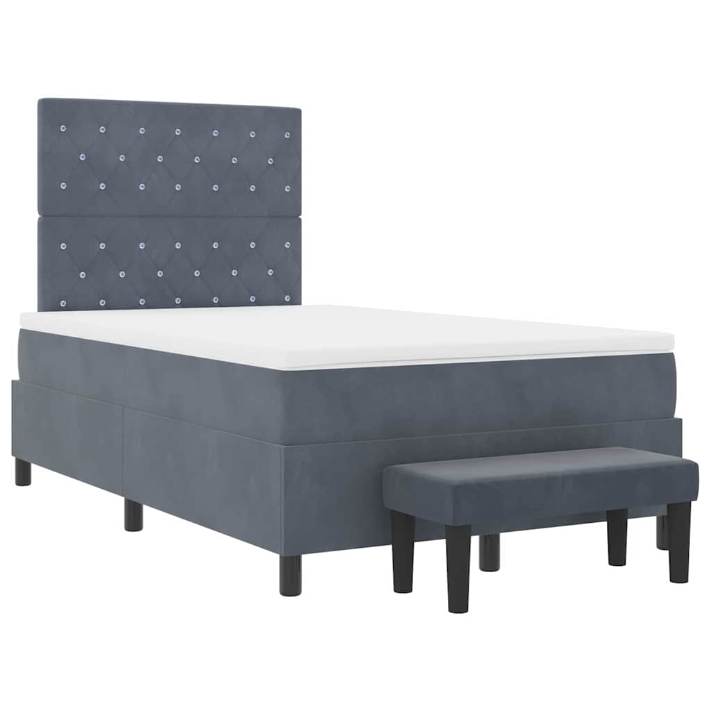 Boxspring bed met matras Donkergrijs 120 x 200 cm Fluweel