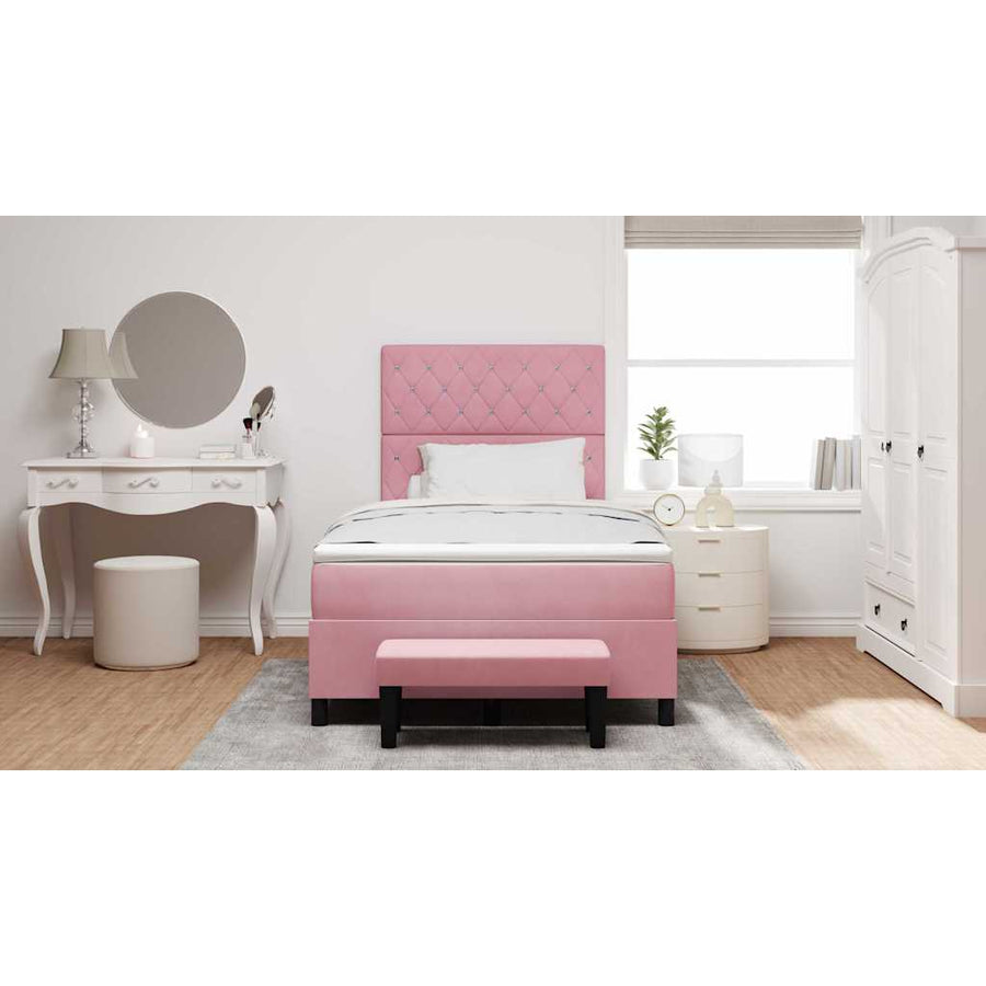 Boxspring bed met hoofdeinde Roze 200 x 120 cm Fluweel