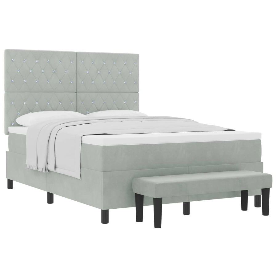 Boxspring bed met matras Lichtgrijs 140 x 190 cm Fluweel