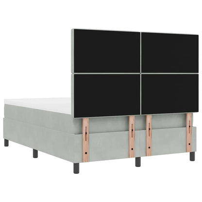 Boxspring bed met matras Lichtgrijs 140 x 190 cm Fluweel