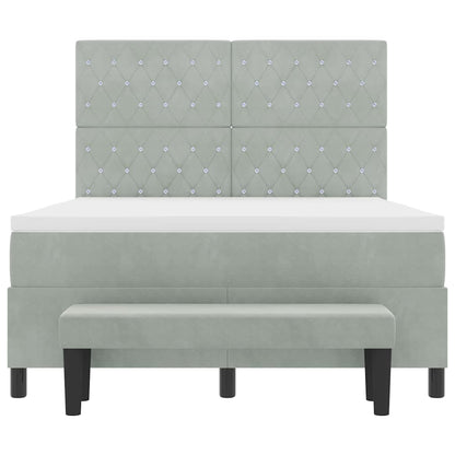 Boxspring bed met matras Lichtgrijs 140 x 190 cm Fluweel