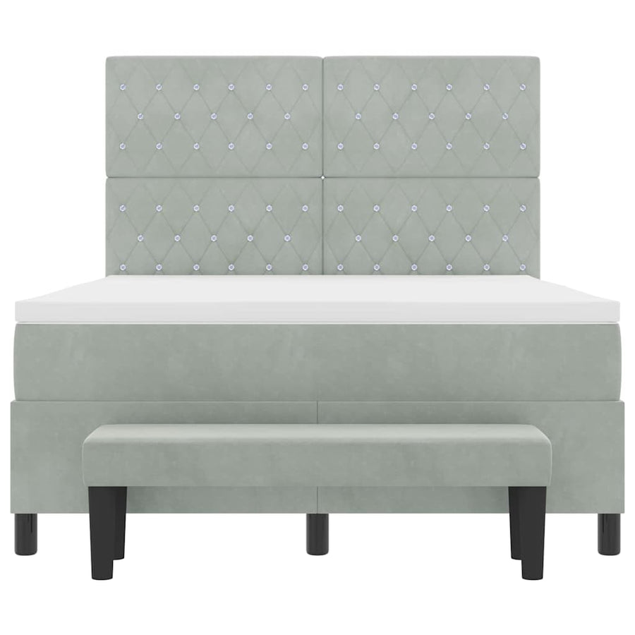 Boxspring bed met matras Lichtgrijs 140 x 190 cm Fluweel