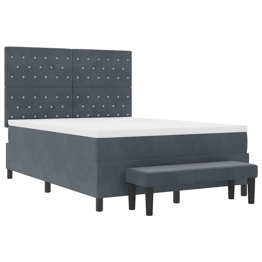 Boxspring bed met matras Donkergrijs 140 x 190 cm Fluweel