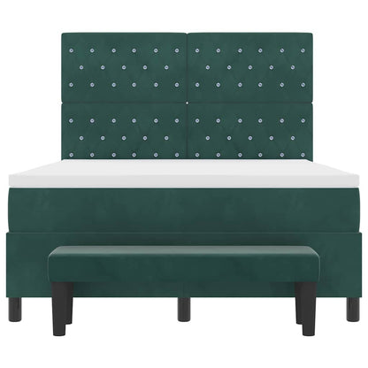 Boxspring bed met matras Donkergroen 140 x 190 cm Fluweel
