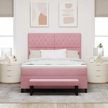 Boxspring bed met hoofdeinde Roze 190 x 140 cm Fluweel