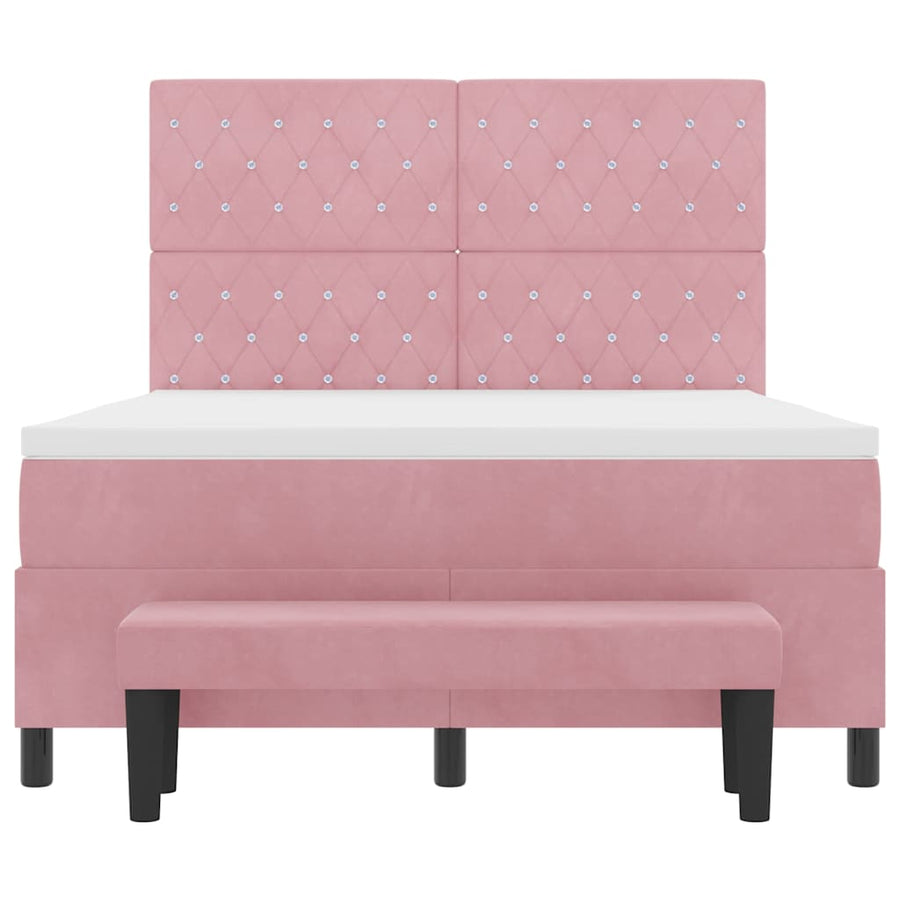 Boxspring bed met hoofdeinde Roze 190 x 140 cm Fluweel
