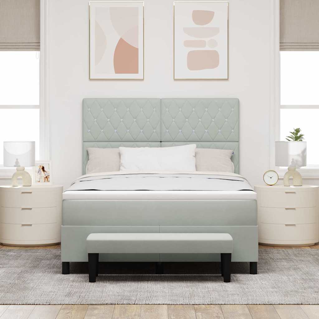 Boxspring bed met matras Lichtgrijs 140 x 200 cm Fluweel