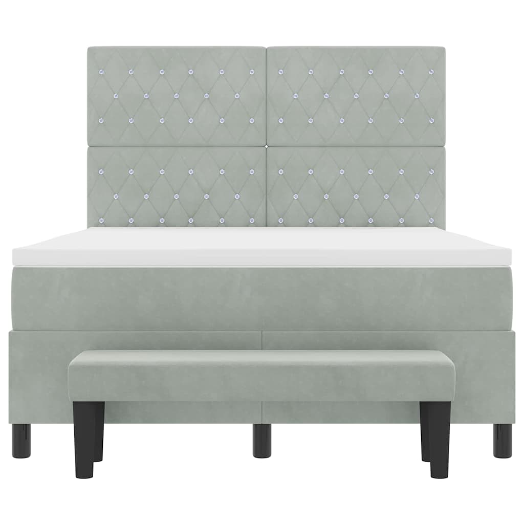 Boxspring bed met matras Lichtgrijs 140 x 200 cm Fluweel