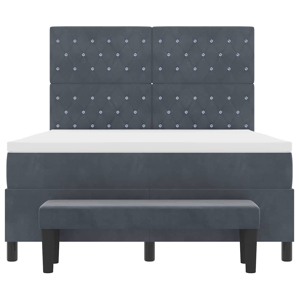 Boxspring bed met hoofdeinde Donkergrijs 200 x 140 cm Fluweel