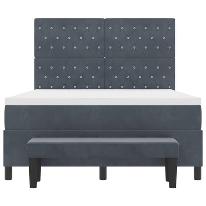 Boxspring bed met hoofdeinde Donkergrijs 200 x 140 cm Fluweel