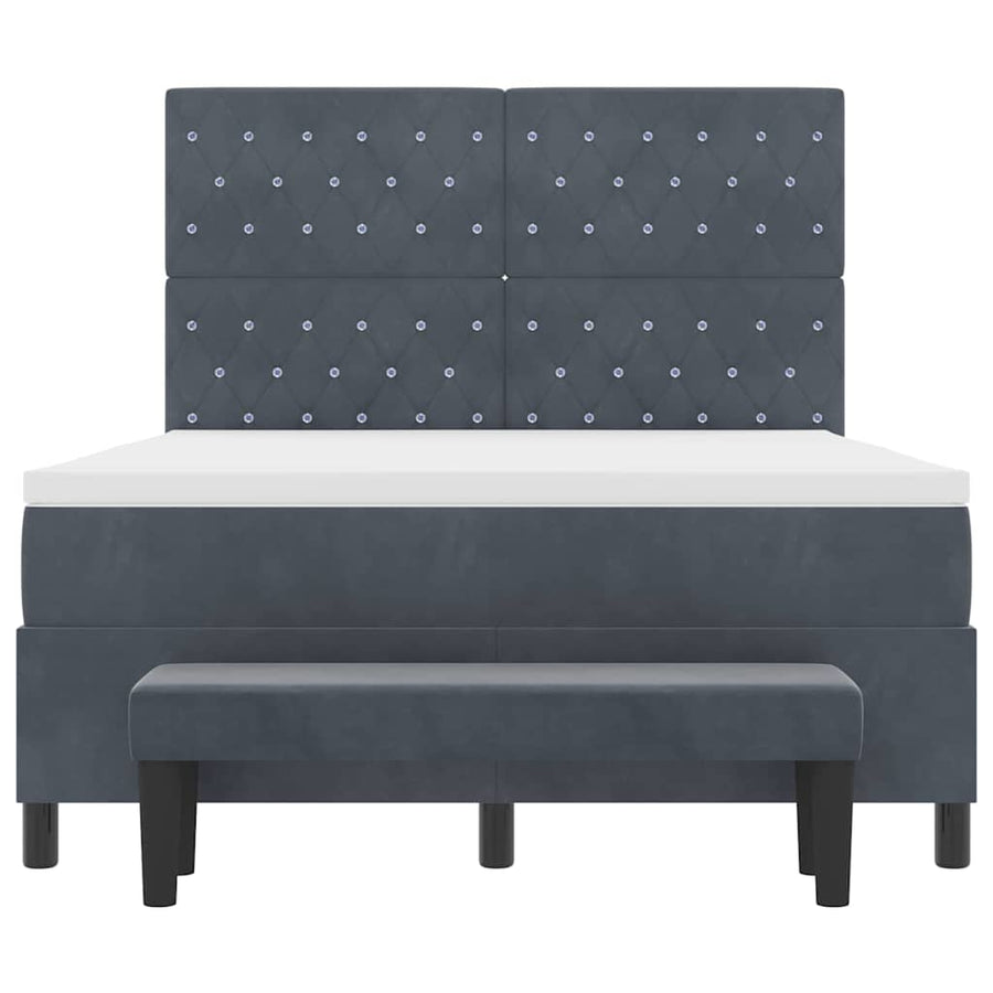 Boxspring bed met hoofdeinde Donkergrijs 200 x 140 cm Fluweel
