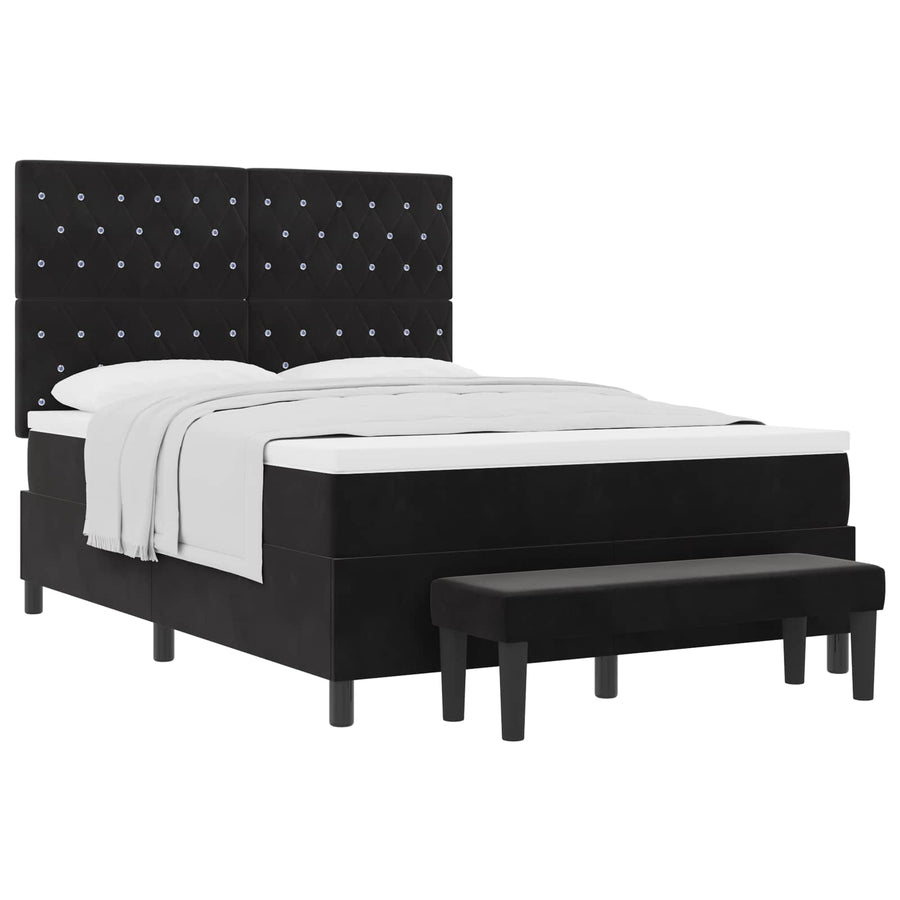 Boxspring bed met hoofdeinde Zwart 200 x 140 cm Fluweel