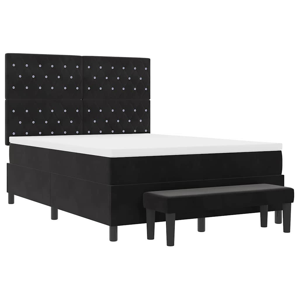 Boxspring bed met hoofdeinde Zwart 200 x 140 cm Fluweel