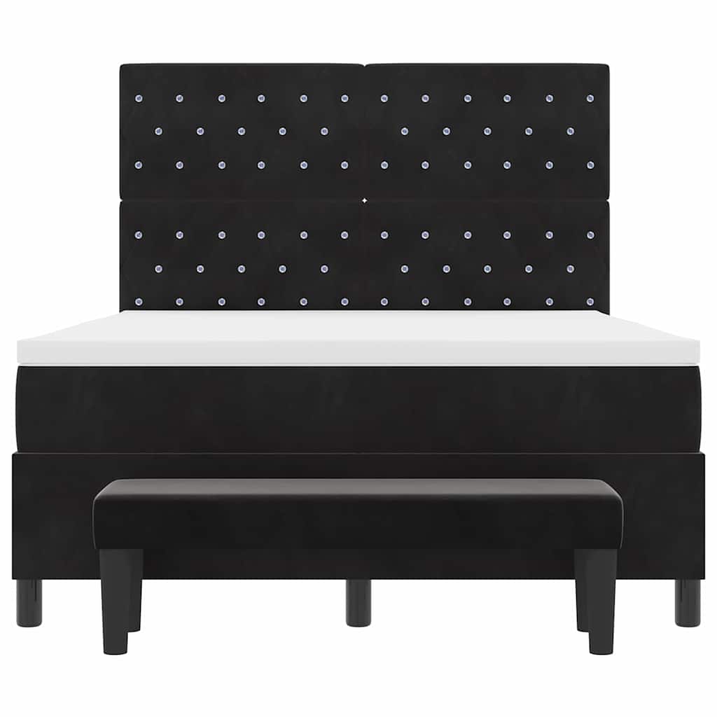 Boxspring bed met hoofdeinde Zwart 200 x 140 cm Fluweel