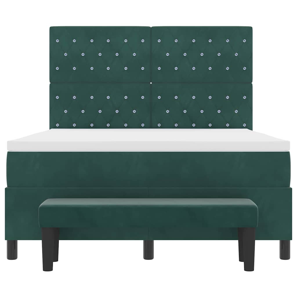 Boxspring bed met matras Donkergroen 140 x 200 cm Fluweel