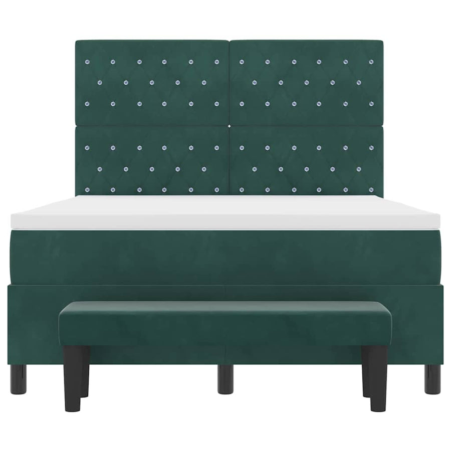 Boxspring bed met matras Donkergroen 140 x 200 cm Fluweel