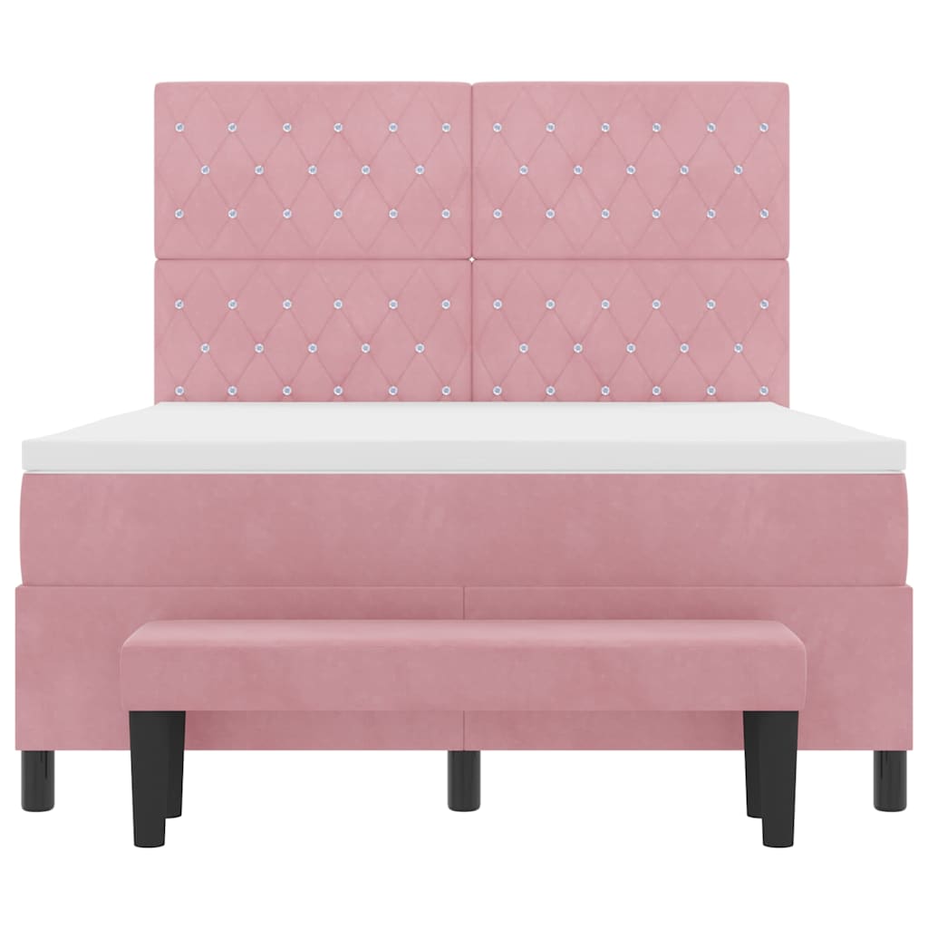 Boxspring bed met hoofdeinde Roze 200 x 140 cm Fluweel
