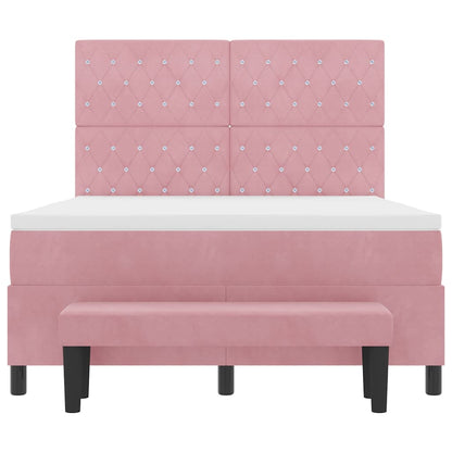 Boxspring bed met hoofdeinde Roze 200 x 140 cm Fluweel