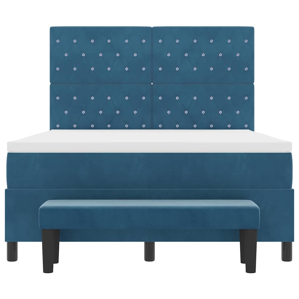 Boxspring bed met hoofdeinde Donkerblauw 200 x 160 cm Fluweel
