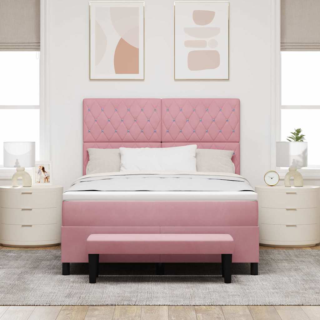Boxspring bed met hoofdeinde Roze 200 x 160 cm Fluweel