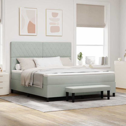 Boxspring bed met hoofdeinde Lichtgrijs 200 x 180 cm Fluweel