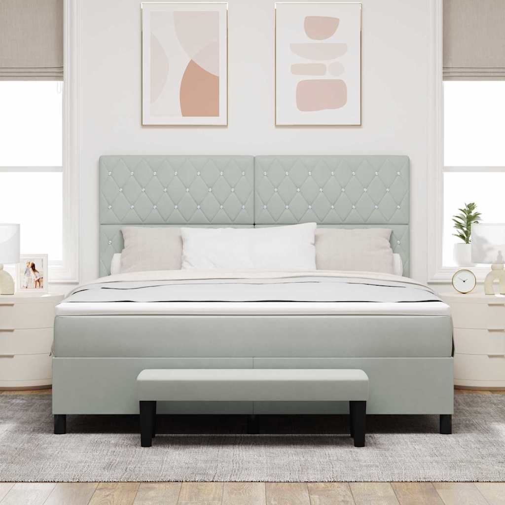 Boxspring bed met hoofdeinde Lichtgrijs 200 x 180 cm Fluweel