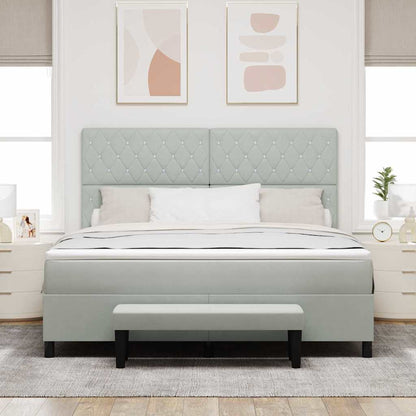 Boxspring bed met hoofdeinde Lichtgrijs 200 x 180 cm Fluweel