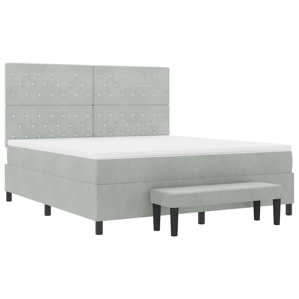 Boxspring bed met hoofdeinde Lichtgrijs 200 x 180 cm Fluweel
