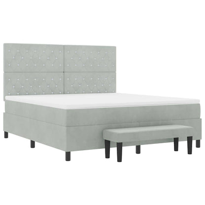 Boxspring bed met hoofdeinde Lichtgrijs 200 x 180 cm Fluweel