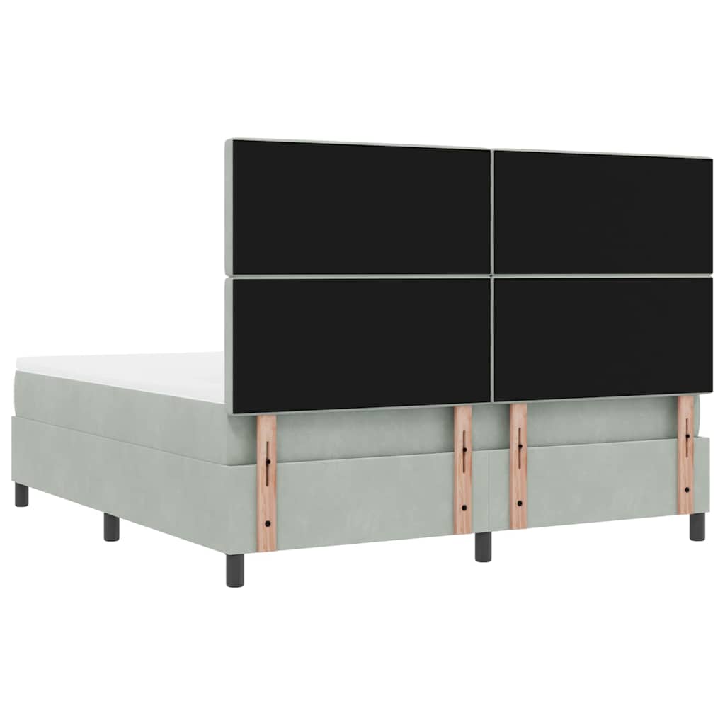 Boxspring bed met hoofdeinde Lichtgrijs 200 x 180 cm Fluweel