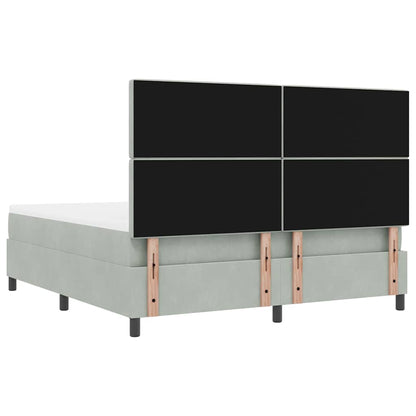 Boxspring bed met hoofdeinde Lichtgrijs 200 x 180 cm Fluweel